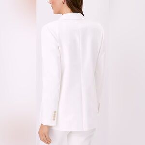 Ann Taylor Blazer Textured Single Back Vent Button Free in White color Size 12P
